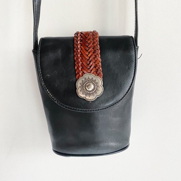 Brighton Handbags - Vintage One World by Brighton Black Leather Braided Detail Small Crossbody